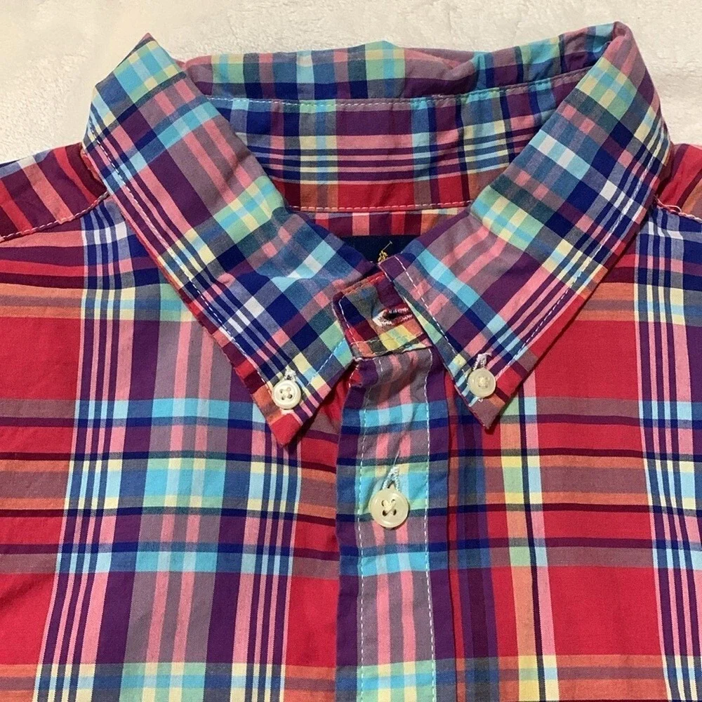 Ralph Lauren Boys XL 18-20 Red Plaid Button Down Shirt Long Sleeve
